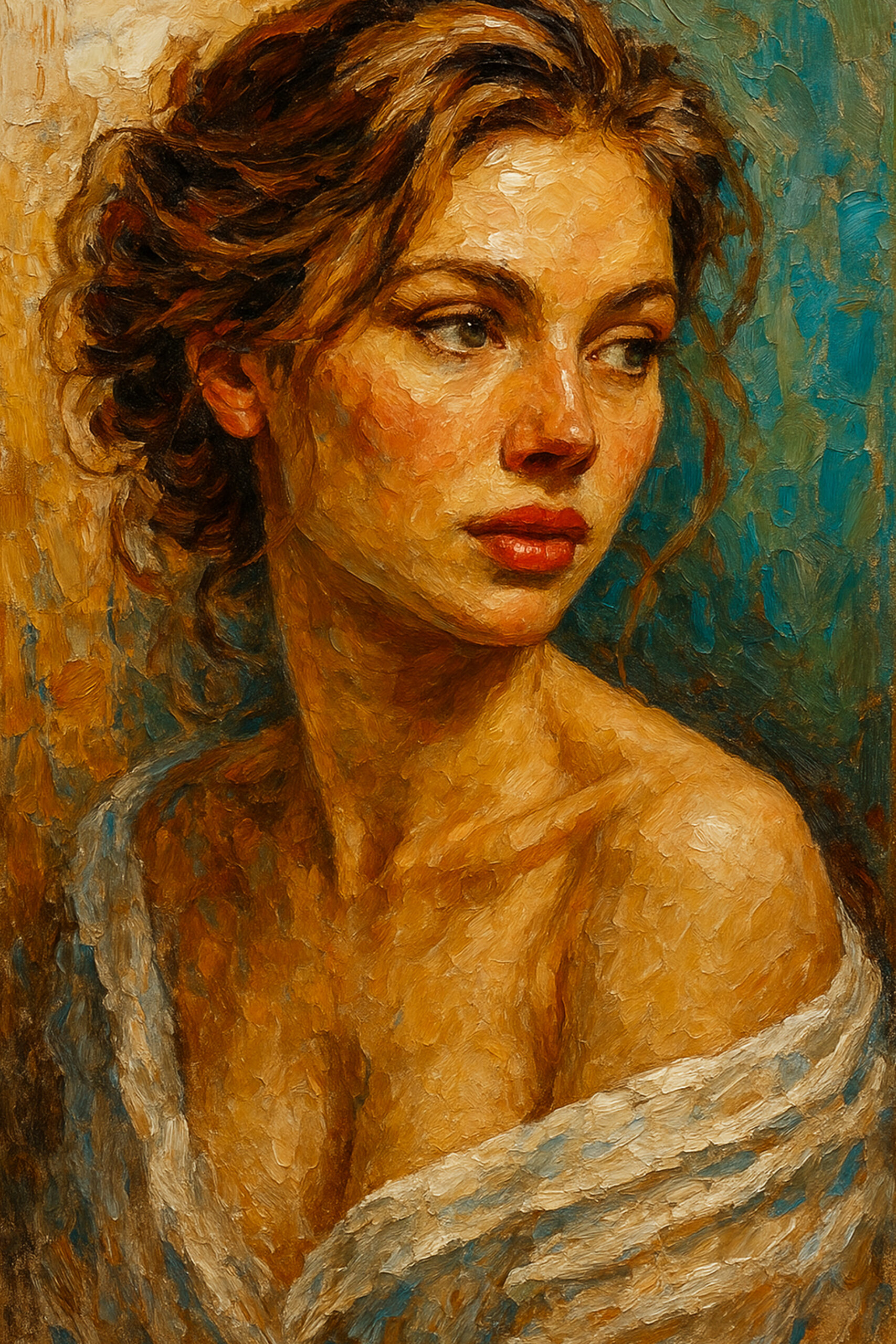 Elena Aureli — Grace in Profile, een mixed-media kunstprint in een wekelijkse kunstveiling