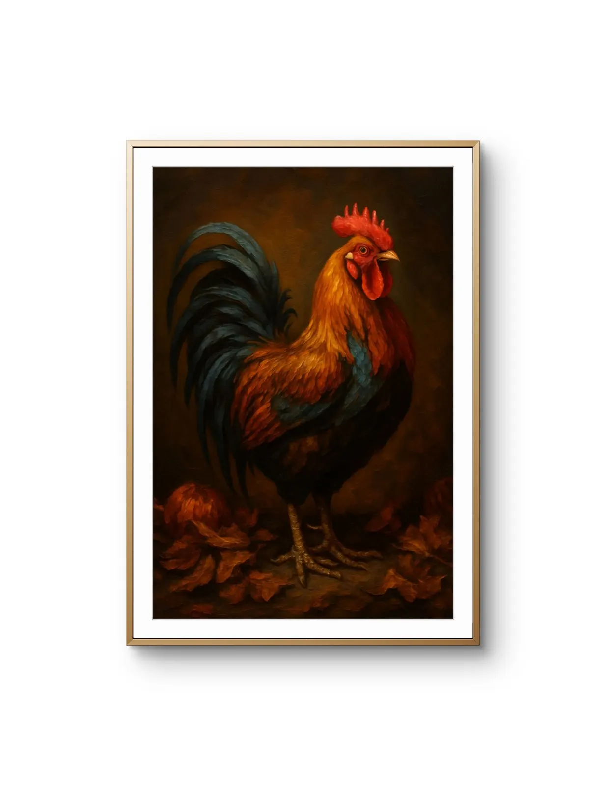Elena Aureli - The Autumn Rooster — Mixed Media prima kunstprint door Elena Aureli