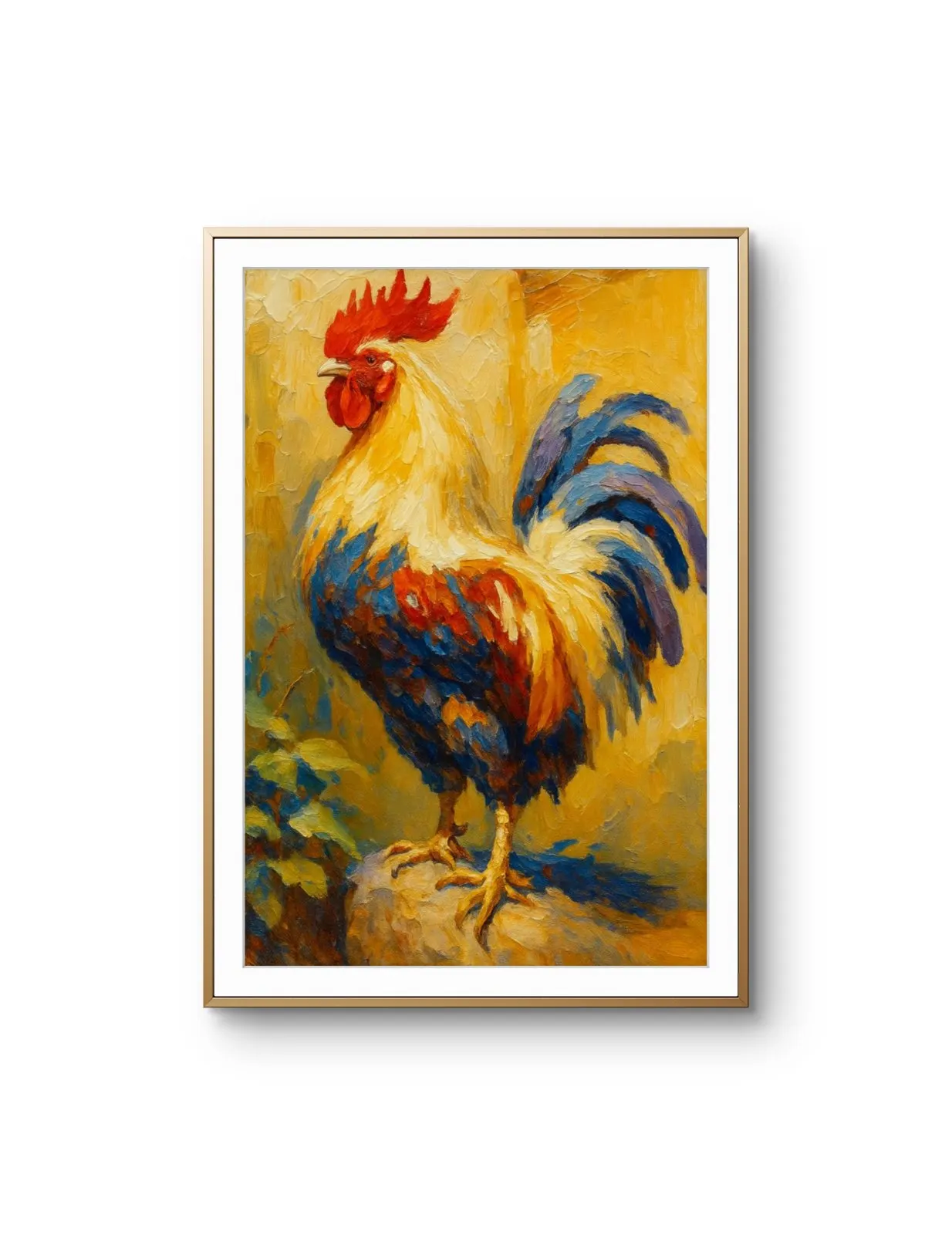 Elena Aureli - The Proud Rooster — Mixed Media prima kunstprint door Elena Aureli