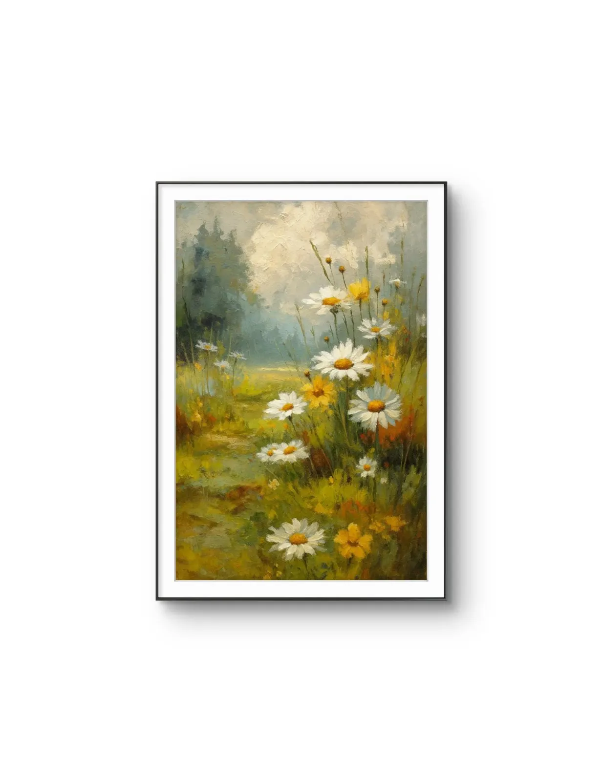 Henri des Bois - Daisy Path — Mixed Media prima kunstprint door Henri des Bois