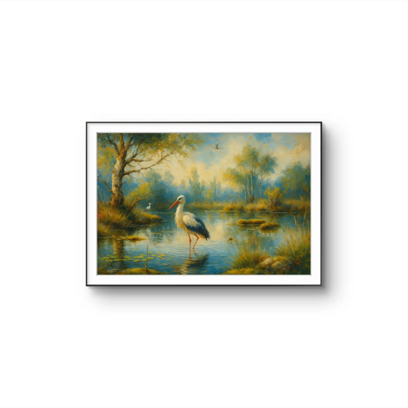 Henri des Bois - Serenity by the Pond — Mixed Media prima kunstprint door Henri des Bois