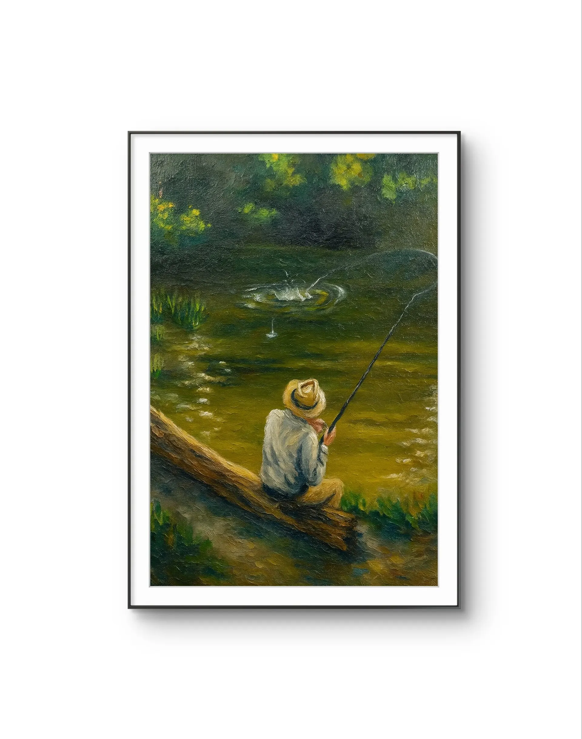 Henri des Bois - The Quiet Catch — Mixed Media prima kunstprint door Henri des Bois