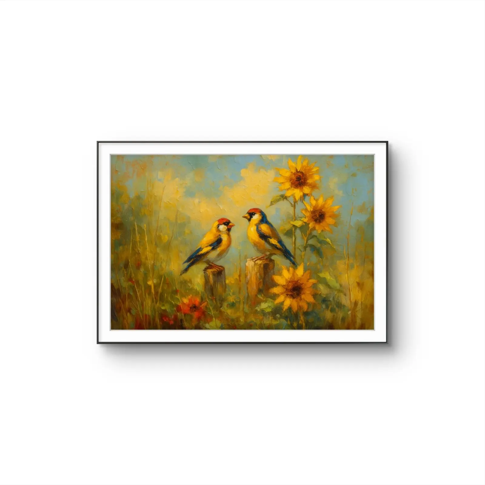 Henri des Bois - Whispers of the Sunflowers — Mixed Media prima kunstprint door Henri des Bois